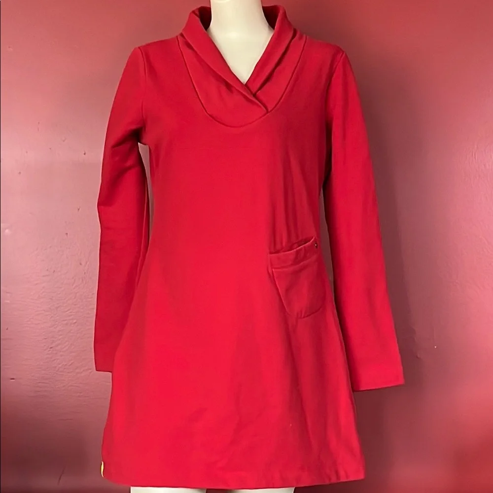 Lolé Red Long Sleeve Dress with Pocket - Picture 1 of 13